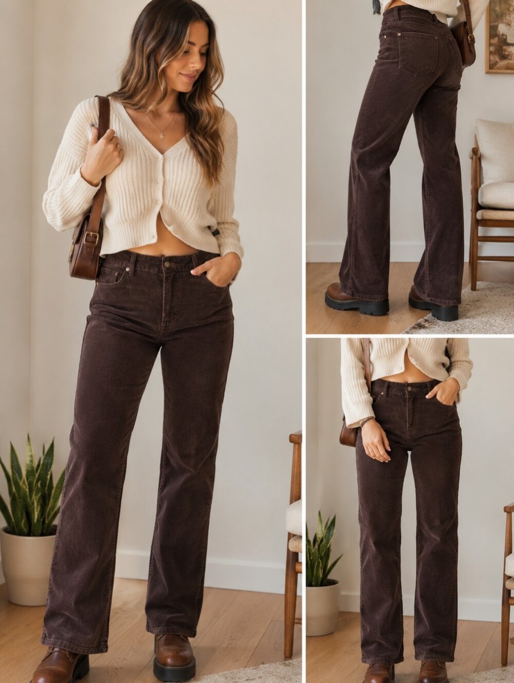 Jessica Sport Brown Corduroy Pants Stretch Bootcut Women's Petite 10P